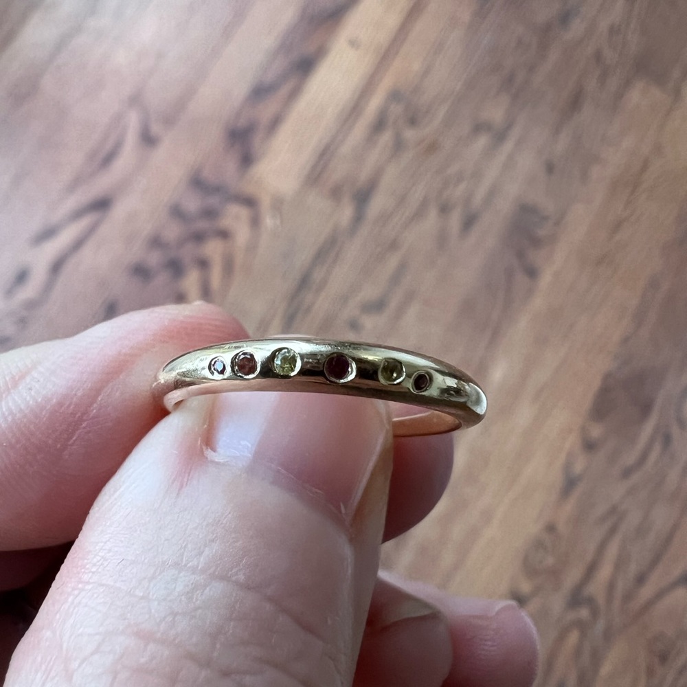 Solid 14k Gold Fewer Finer Gold Ring with Multicolor Stones